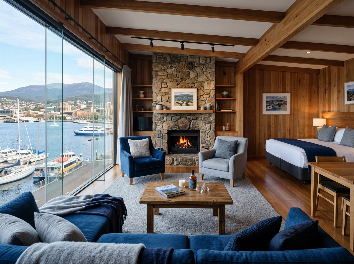 Waterfront suite with Hobart harbour views